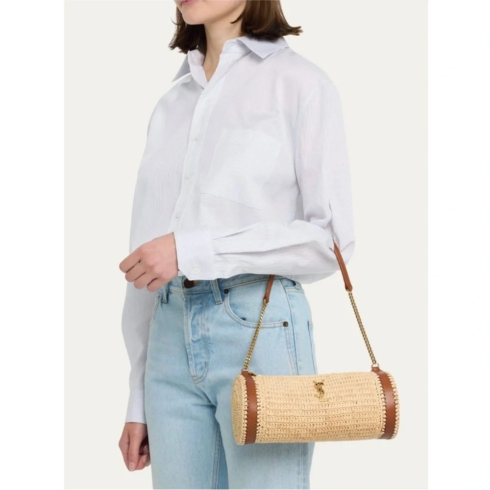 Raffia Elegant Tan Woven Tote Bag - Picture 3 of 15